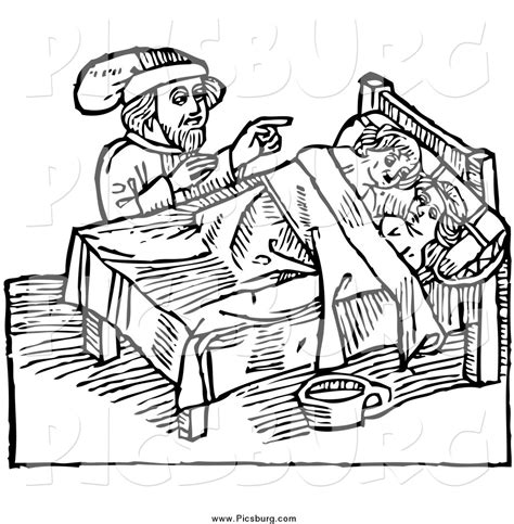vector clip art of a man supervising a defloration rite outlined version by picsburg 57050