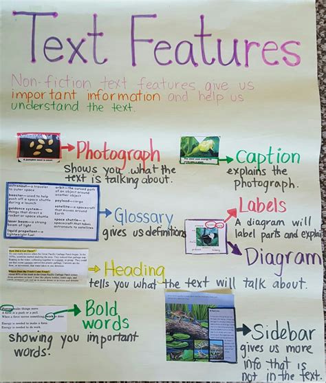 text features chart text features chart nonfiction texts text features