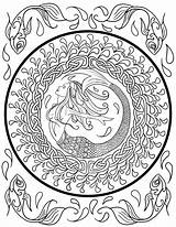 Coloring Celtic Pages Knot Adult Mermaid Adults Medieval Drawings Drawing Book Line Knots Step Deviantart Getcolorings Getdrawings Shield Instant A4 sketch template