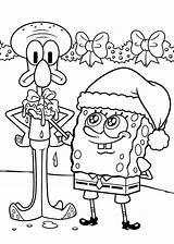 Spongebob Christmas Coloring Pages Colouring Printable Color Kids sketch template