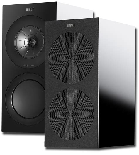 kef   series  bookshelf speakers gloss black pair accessoriesless