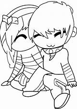 Chibi Couple Lineart Anime Deviantart Template Coloring Pages sketch template