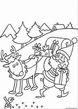 Reindeer Santa Coloring Pages Kids Printable Color sketch template