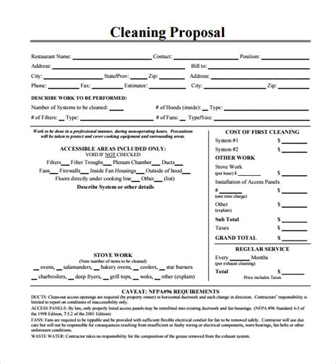cleaning proposal samples   ms word google docs pages