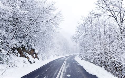 cold winter road wallpapers