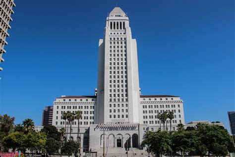 stock photo  los angeles city hall building  sky