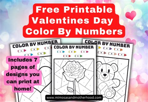 valentines color  number  printables   valentines day