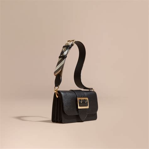 lyst burberry  small leather buckle bag  black