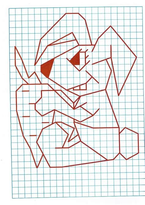 graph paper art red  drawing