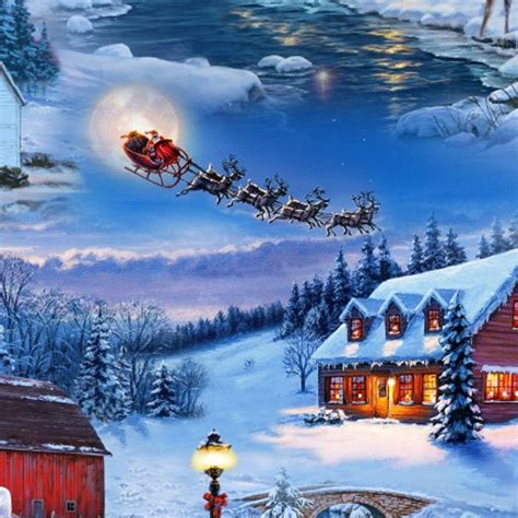 country christmas scenes santa  reindeer elizabeths studio cotton