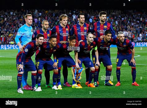 barcelona spain   st apr  barcelona team group   barcelona footballsoccer