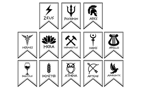 griekse goden symbolen bannerfysieke lijst gelamineerde etsy belgie