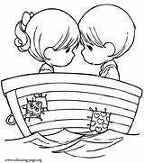 Coloring Pages Couple Cute Boat Kids Book Lake Color Ship Precious Moments Beautiful Colouring Drawing Printable Boy Cartoon Books Girl sketch template