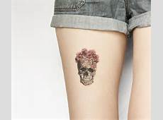 Temporary Tattoo Halloween skull skeleton floral by pepperink
