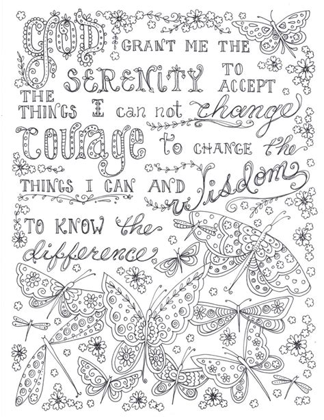 serenity prayer coloring page digital  coloring coloring