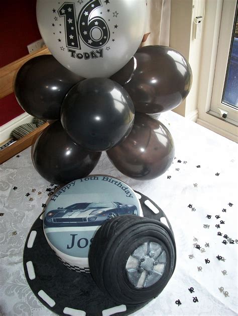 boys  birthday car  tire themed birthday cake  silver