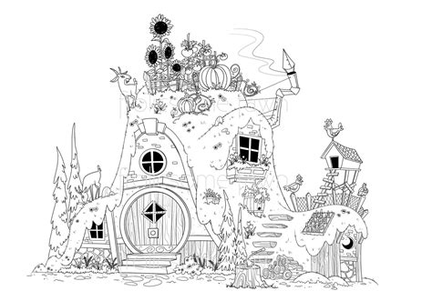fairy house coloring pages sketch coloring page