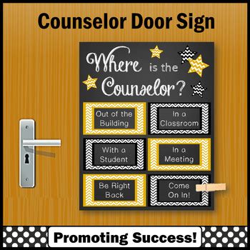 counselor door sign yellow counselor office decor