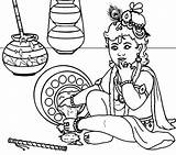 Krishna Coloring Pages Baby Lord Print Butter Getcolorings sketch template