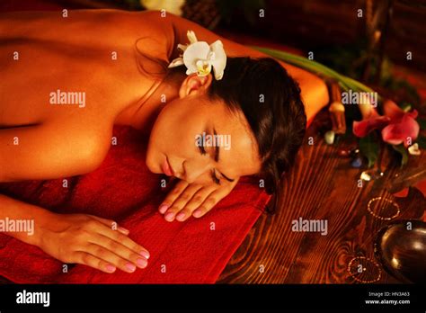 Massage Of Woman In Spa Salon Luxary Interior Oriental Therapy Stock