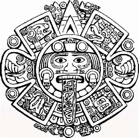 aztec calendar stone coloring pages  aztec symbols mayan symbols