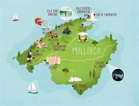 mallorca map illustration kerryhyndmancom spain spain travel portugal travel balearic islands