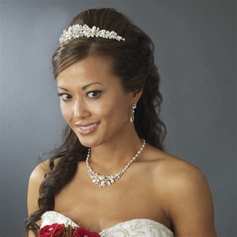 crystal pearl wedding tiara elegant bridal hair accessories