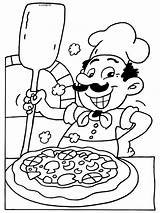 Kleurplaten Pizzabakker Kleurplaat Eten Pizzaria Knutselen Kok Drinken Bakker Bezoeken Downloaden Uitprinten sketch template