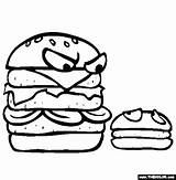 Coloring Pages Burger Kids Printable Foods Labels sketch template