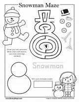 Mazes Snowman sketch template