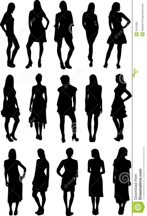Set Of Fashion Silhouettes Stock Vector Illustration Of