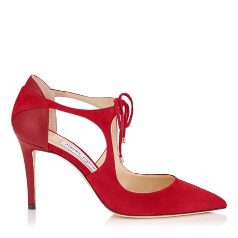 jimmy choo vanessa  red suede  nappa pointy toe pumps fashion style fan