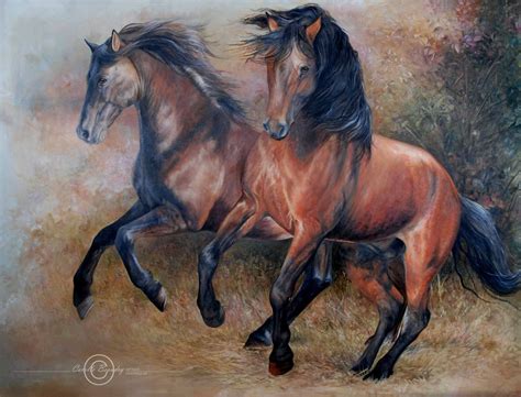 stallions horses horse artwork painting