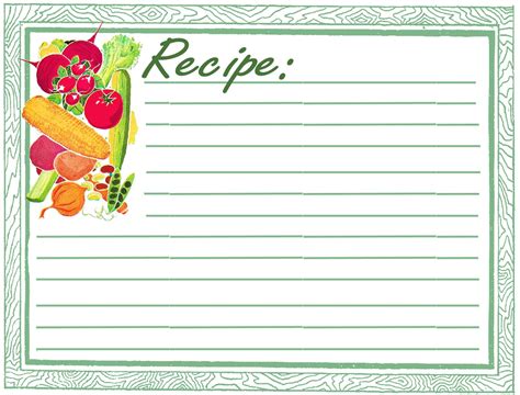graphics monarch printable recipe card design vegetable meal