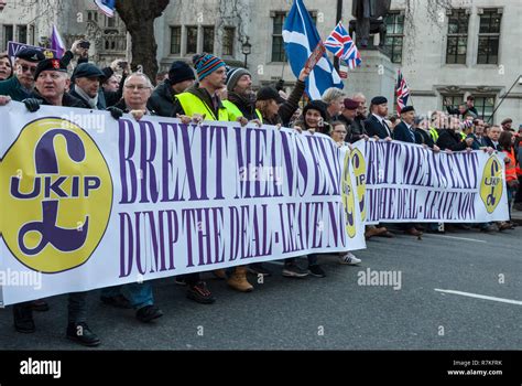 pro brexit rally london uk organised  ukip    supporters lead banner  ukip