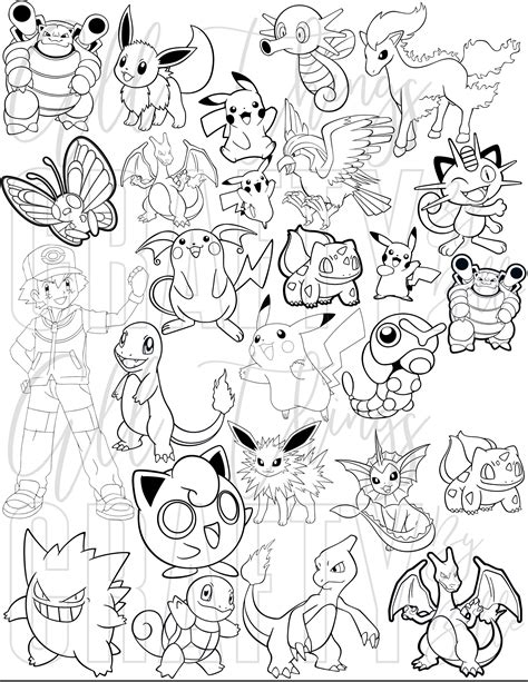 pokemon coloring sheets  digital  coloring pages etsy