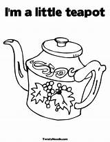 Tea Coloring Pot Pages Teapot Template Shape Little Party Sheets Im sketch template