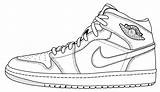 Drawing Jordan Air Coloring Line Sneaker Aj1 Getdrawings sketch template