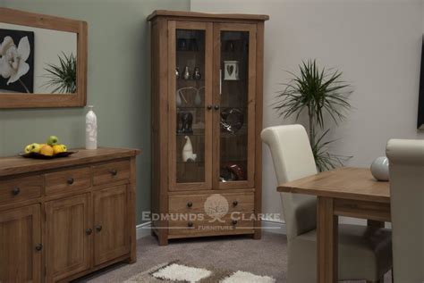 Lavenham Solid Rustic Oak Glass Display Cabinet Edmunds And Clarke Ltd