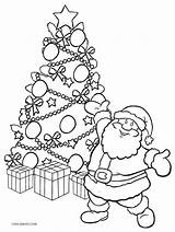 Christmas Coloring Pages Tree Santa Near Father Pdf  sketch template
