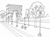 Arco Triunfo Coloring Dibujos Triomphe France Champs City Monuments élysées Ciudad Guardado sketch template