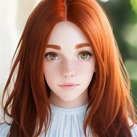 Auburn Hair Freckled Feminine Girl Beautiful H