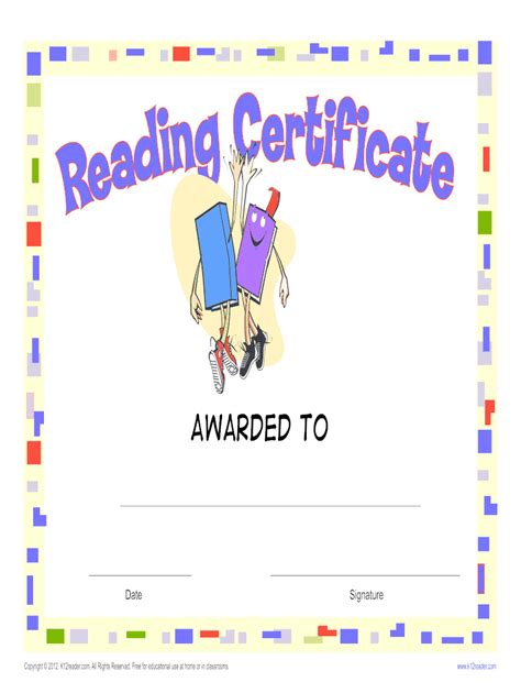 printable reading award certificate kreadercom  printable