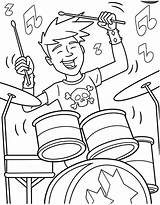 Coloring Pages Band Boy Rock Roll Drum Set Color Drummer Play Kids Hiking Drawing Showtime Mariachi Drums Drumset Playing Star sketch template