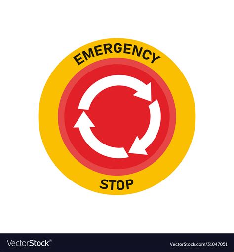 emergency stop button red warning press button vector image
