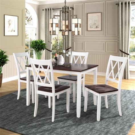 dining set kitchen table   pieces chairs smooth surface wood dinette set solid acacia