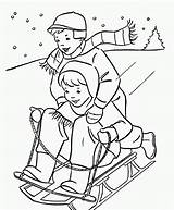 Winter Coloring Pages Printable Sledding sketch template