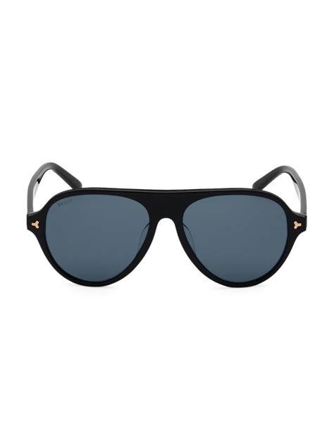 bally 57mm plastic aviator sunglasses in black for men lyst