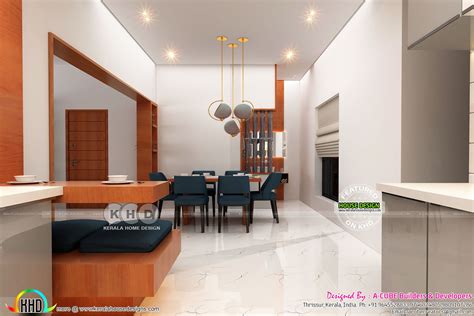 open kitchen  dining interior kerala home design  floor plans  houses