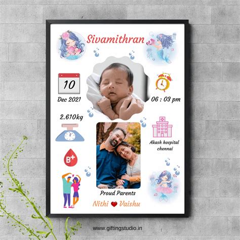 personalised baby birth framedesign   born baby gifts gifting studio  rs